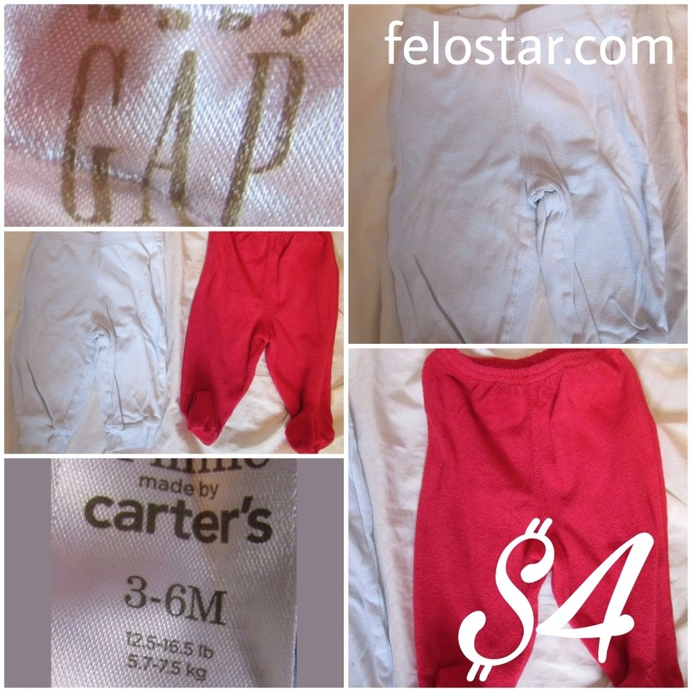 2 boy pants carter's light blue gap red size 0-3M
