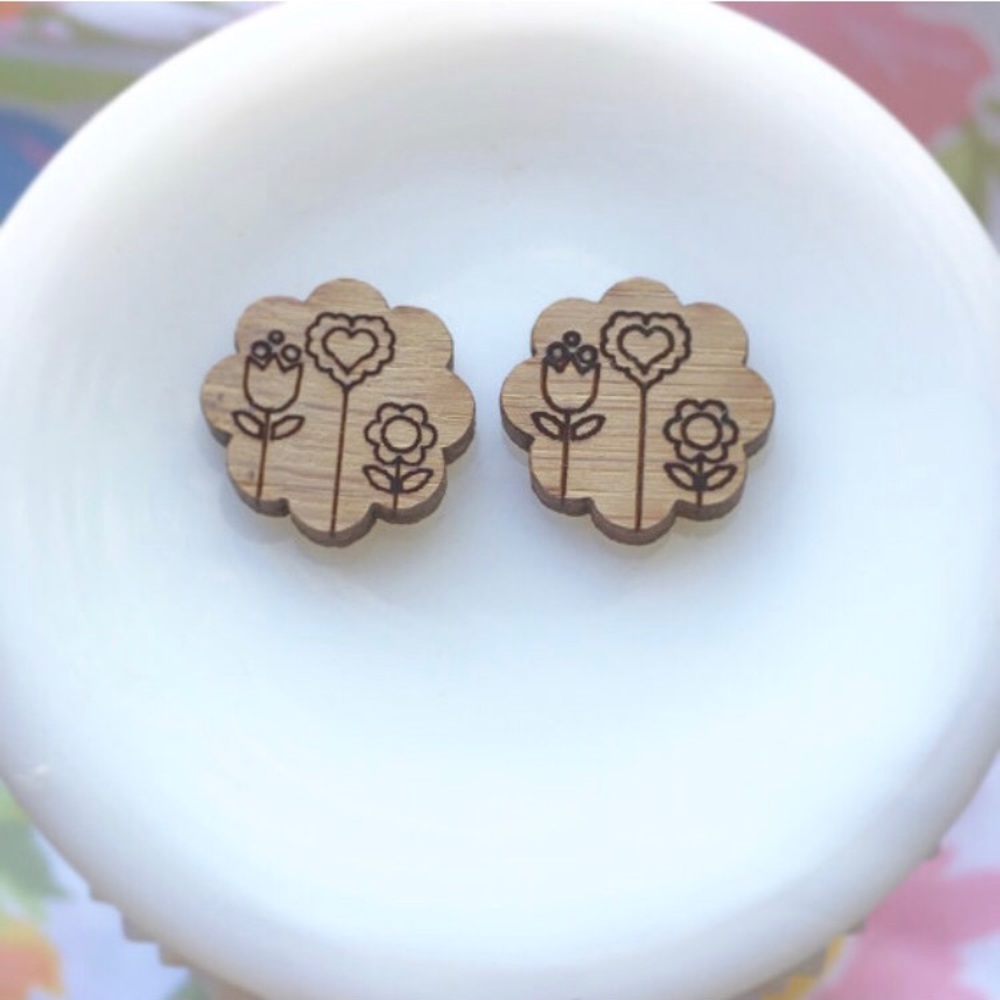 Bloom It On Bamboo Earrings - Ready to ship