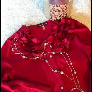 Red Cable and Gauge sweater