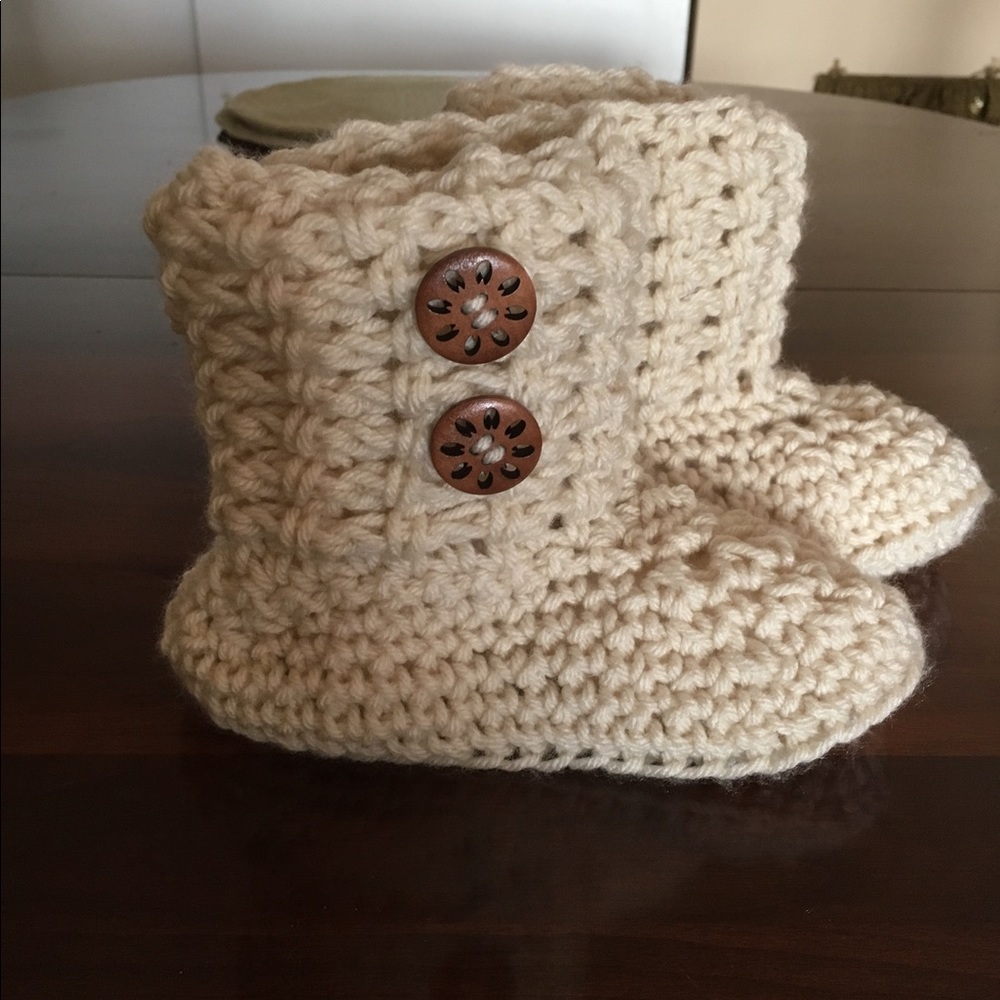 Handmade crocheted slipper booties
