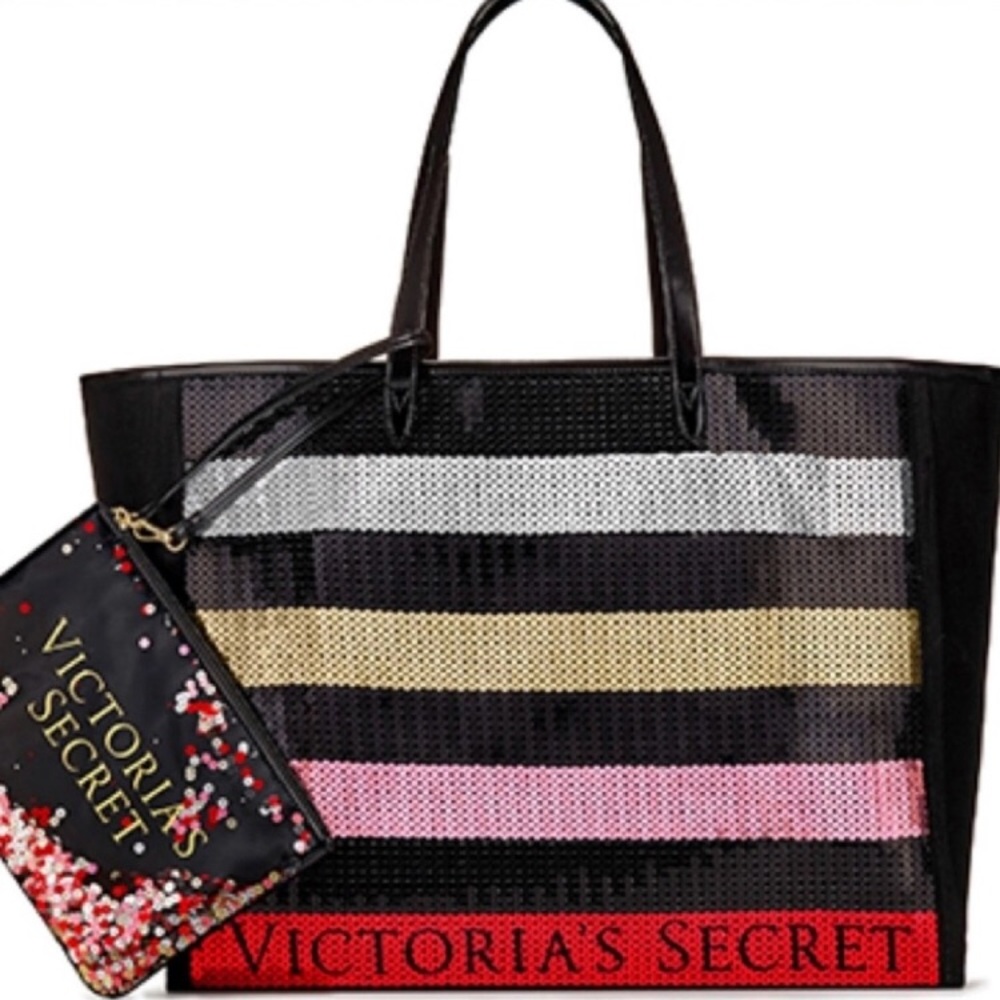 Victoria Secret Sequins Holiday Tote Bag with mini