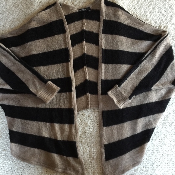ALLEN B striped open cardigan sweater/acrylic/nylo - Picture 2 of 8