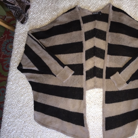 ALLEN B striped open cardigan sweater/acrylic/nylo - Picture 6 of 8
