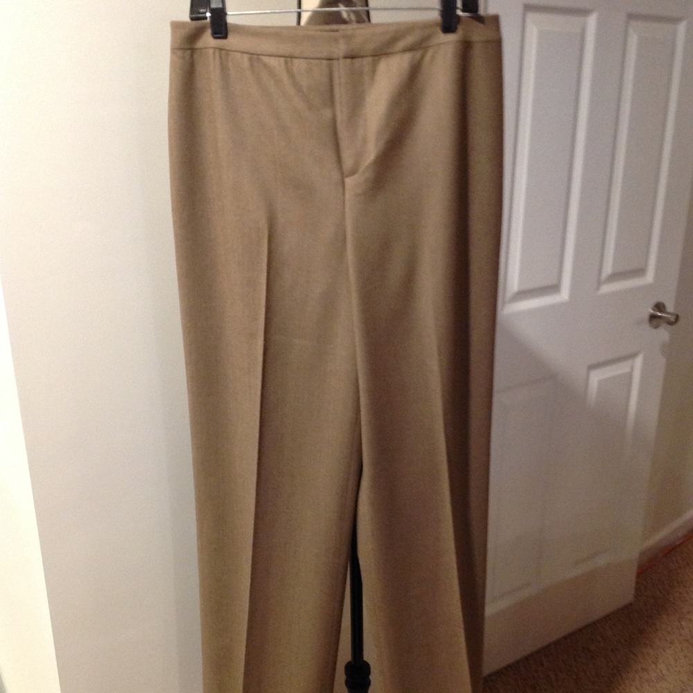 Linda Allard Ellen Tracy  Tan Wool  Slacks