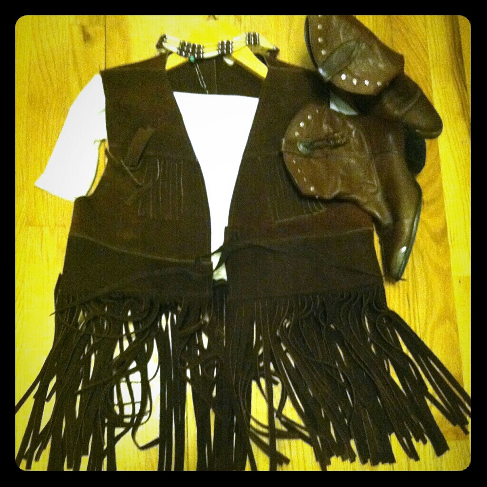 Vintage suede native American vest