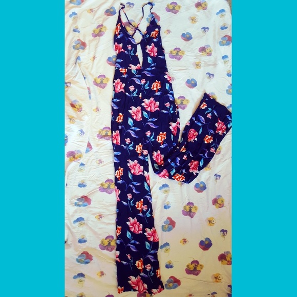 Strappy Floral Jumpsuit - Picture 2 of 4