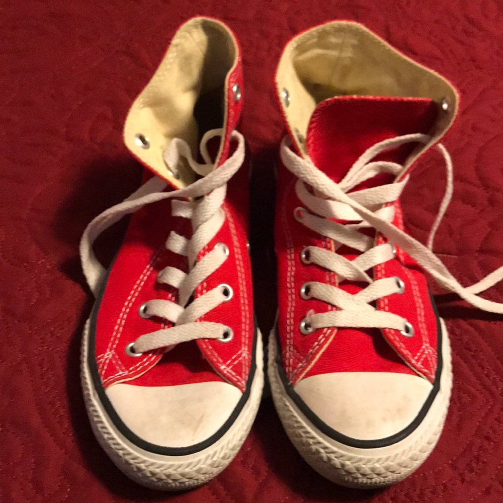 Youth red converse high tops