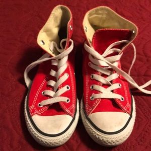 Youth red converse high tops