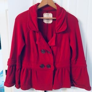 Red Sweater Jacket by Anthropologie, Size Small