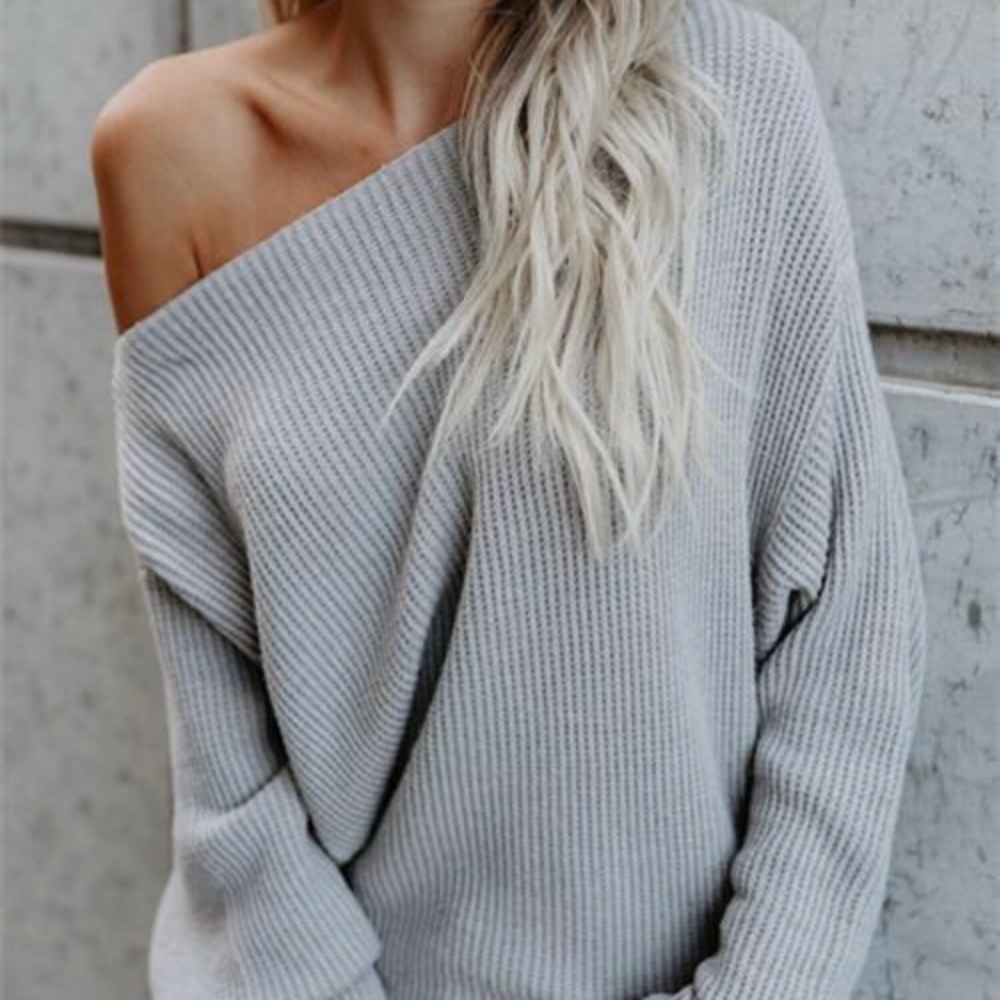 Hebegal grey off-the-shoulder sweater