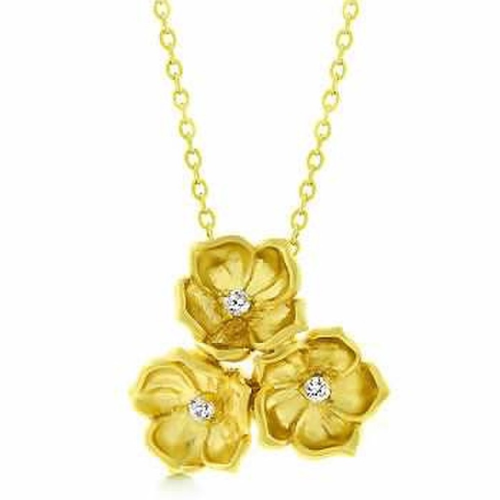 7074 Three Gold Flower Necklace