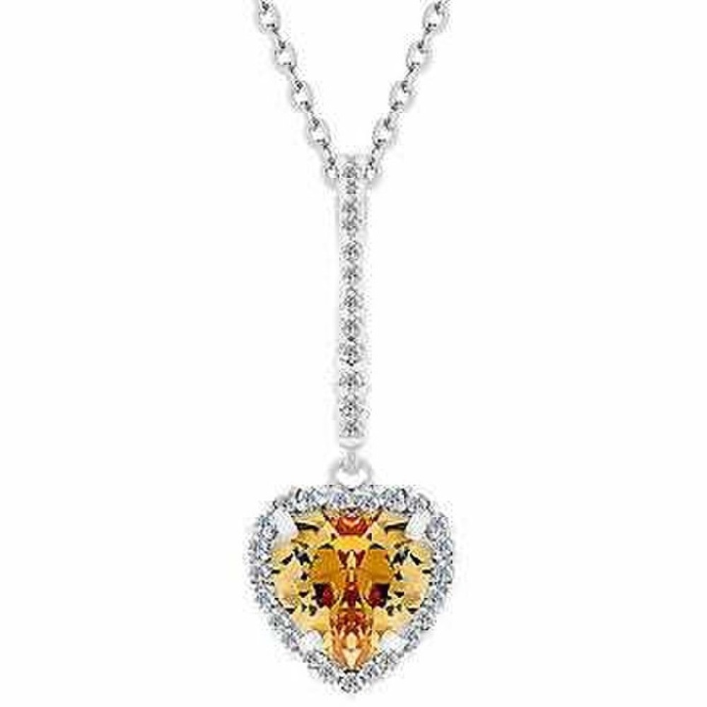 7076 Silver Champagne Drop Heart Necklace