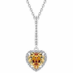 7076 Silver Champagne Drop Heart Necklace