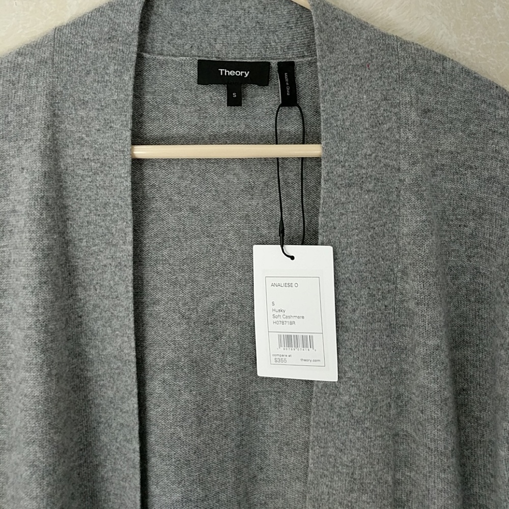 Theory Analiese O Cashmere Cardigan Sweater Grey - Picture 2 of 5
