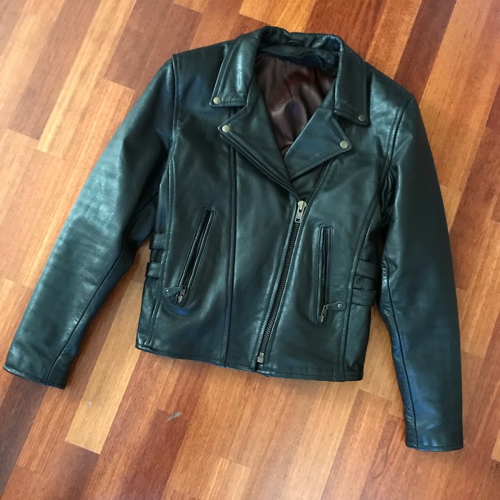 Real leather Motorcycle jacket w /removable liner