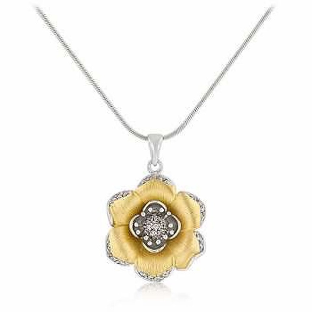 7088 Two Tone Flower Necklace