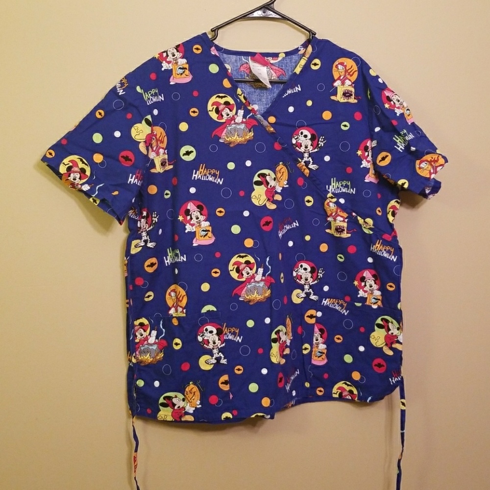 Mickey/Minnie Halloween Scrub Top