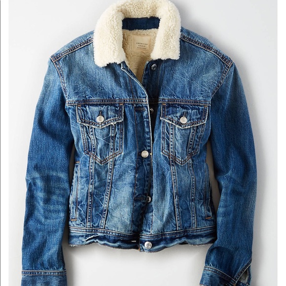 american eagle fur jean jacket
