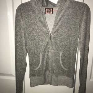 Juicy couture embellished velour grey zip hoodie