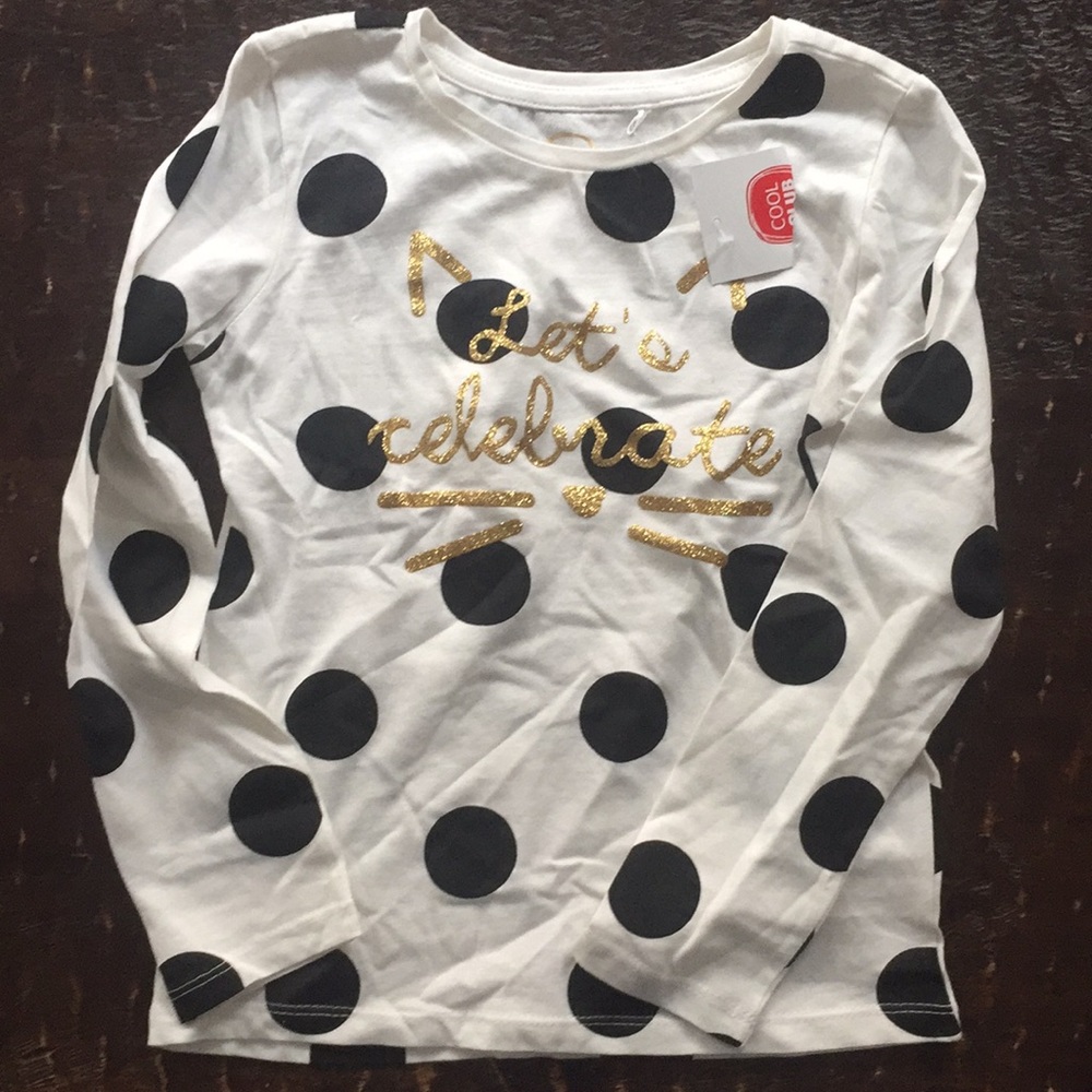 Kitty cat polka dot long sleeve shirt