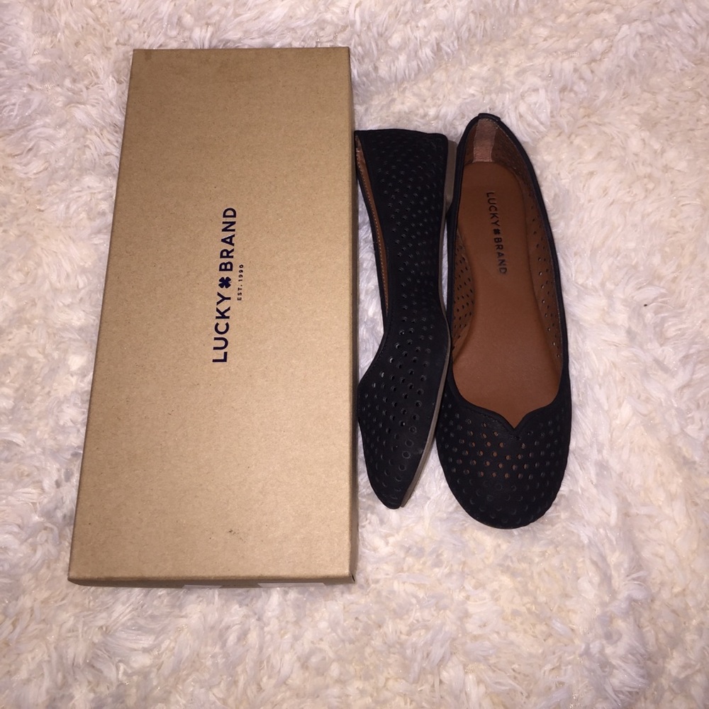Lucky Brand Black Enorahh Perforated Flats