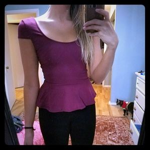 Bebe peplum purple top small