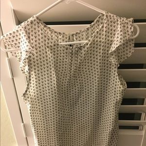 J. Crew Blouse in White/Black Pattern, Size 4