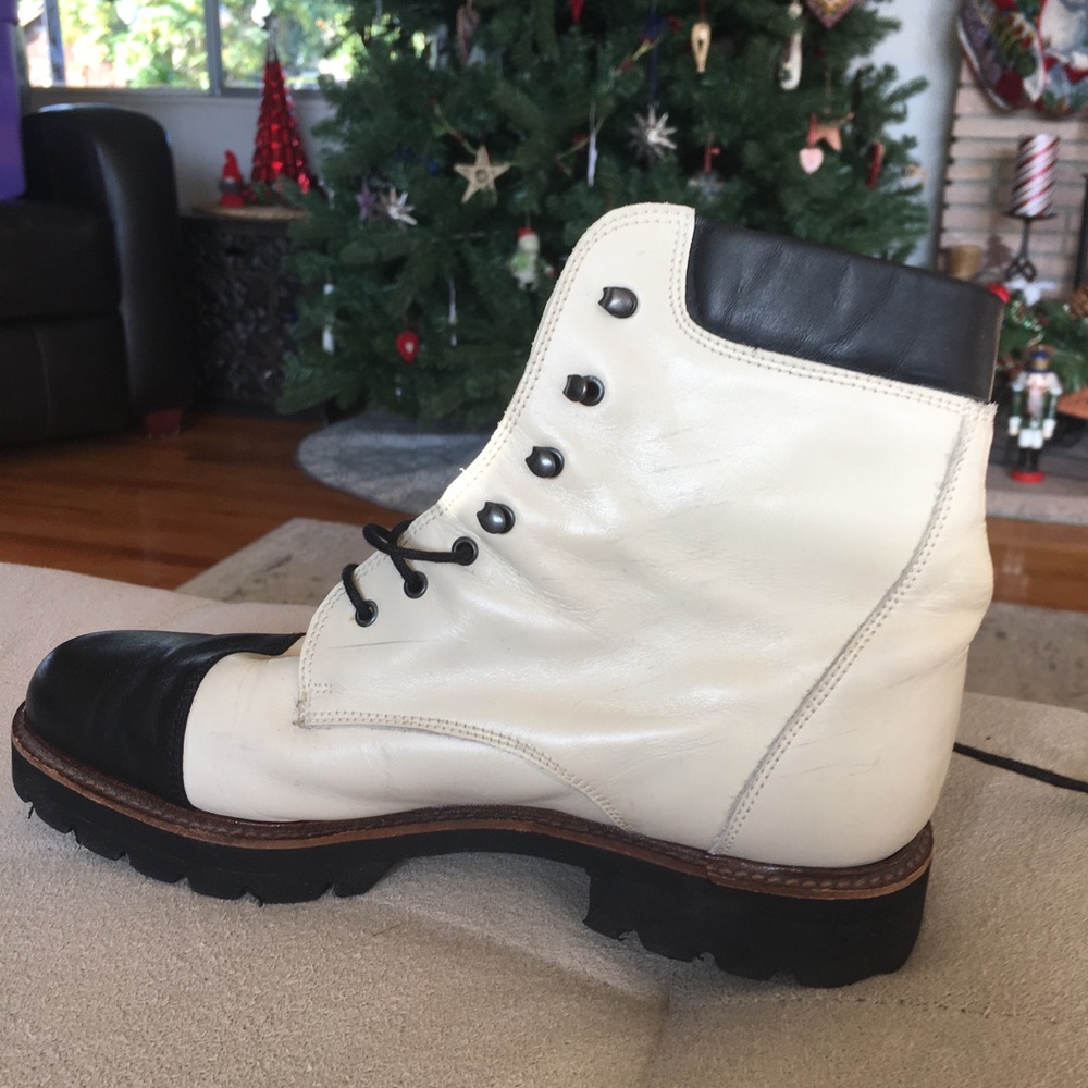 Cream and black boots