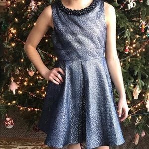 NEW EDITIONS NAVY JACQUARD DRESS SIZE 10
