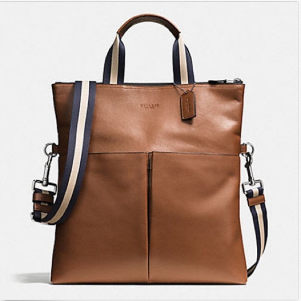 Coach Charles Leather Foldover Tote