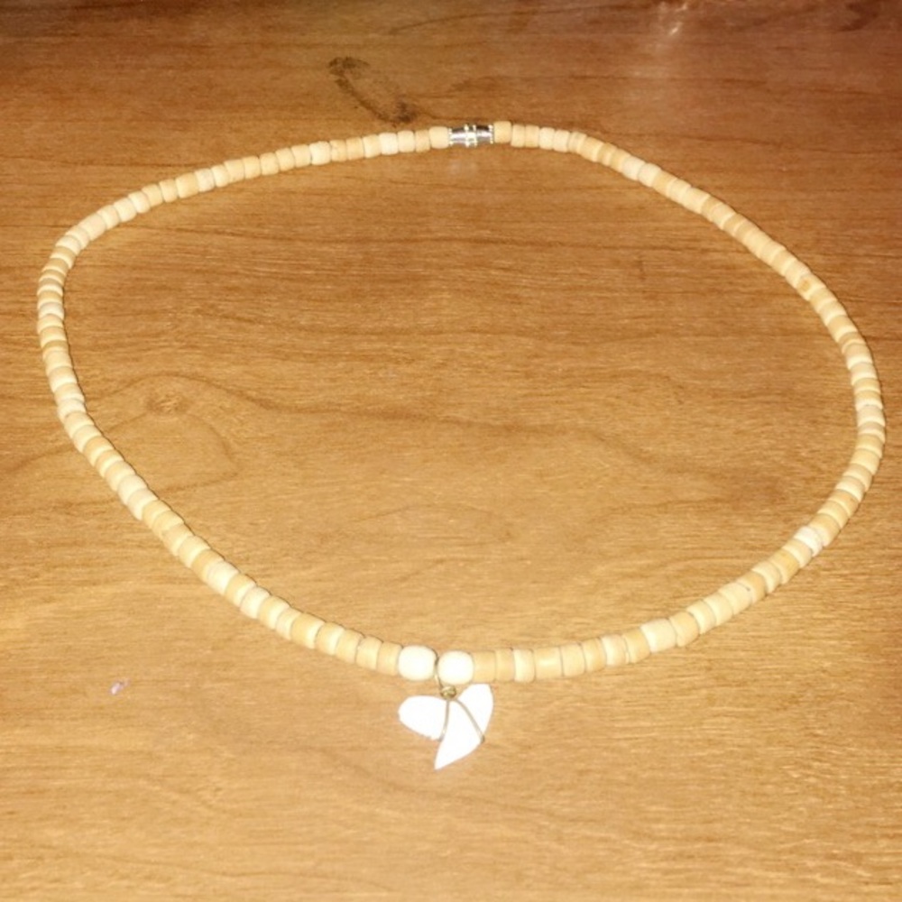 Shark tooth wooden necklace