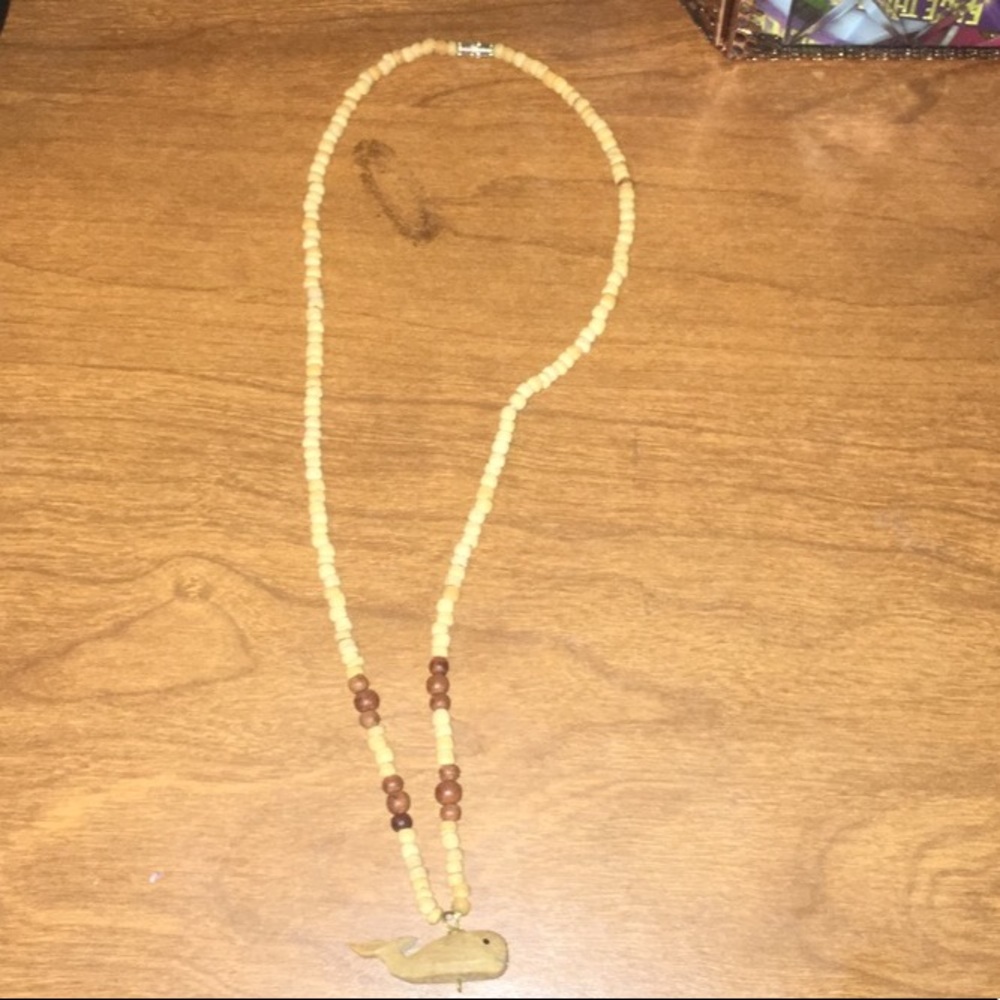 Wooden whale necklace
