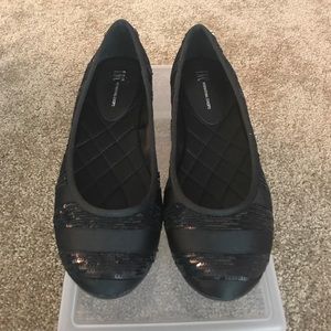 Brand new INC black sequin flat dress shoes