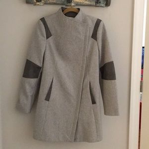 Mixed media wool coat in excellent used condition.