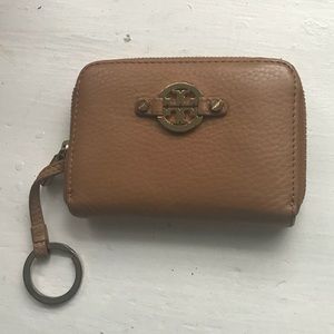 Tory Burch Tan Robinson Zip Coin Case/Wallet