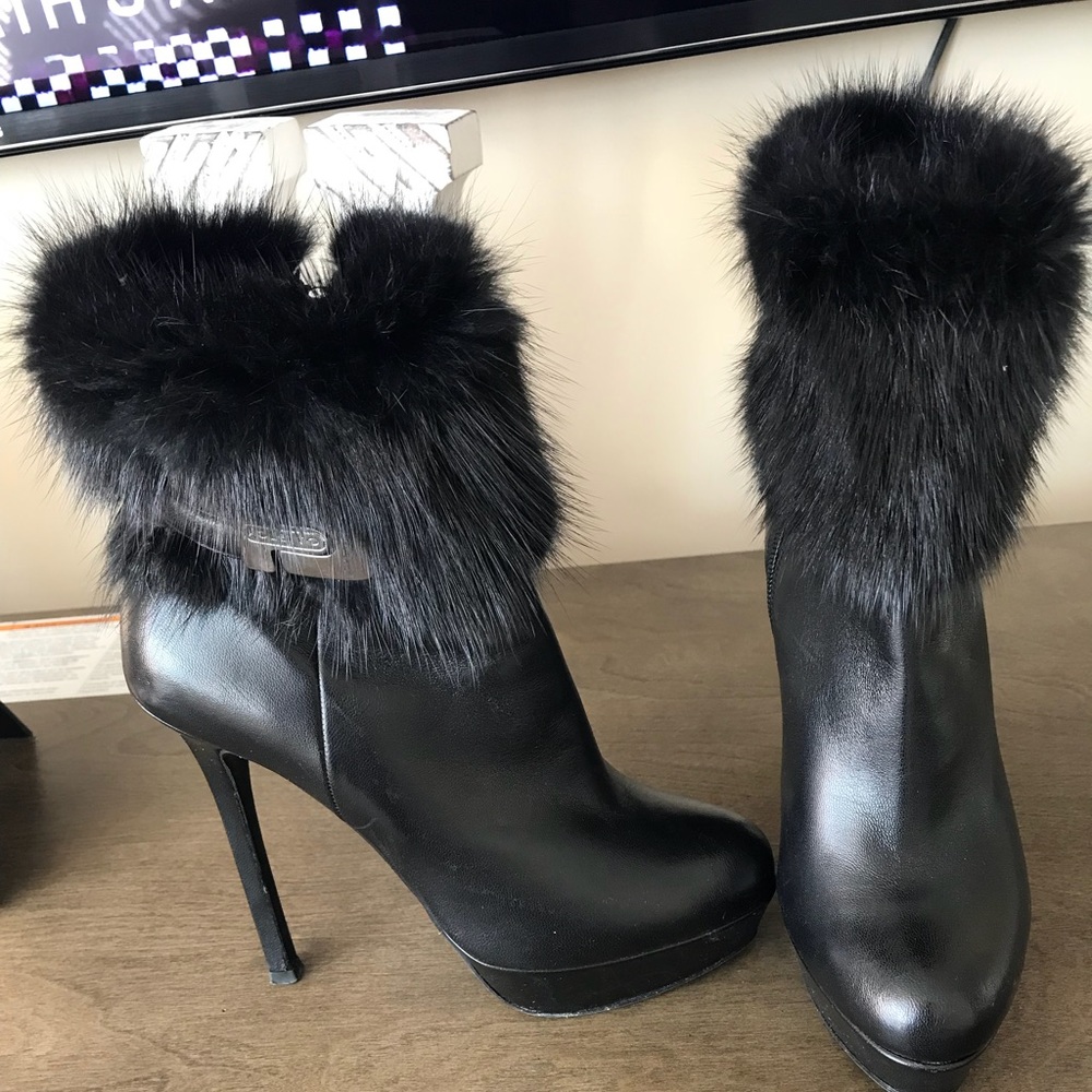 Funkie leather fur booties boots