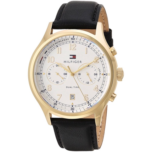 Men's 'SPORT' Quartz Gold-Tone and Leather Watch - Picture 1 of 3