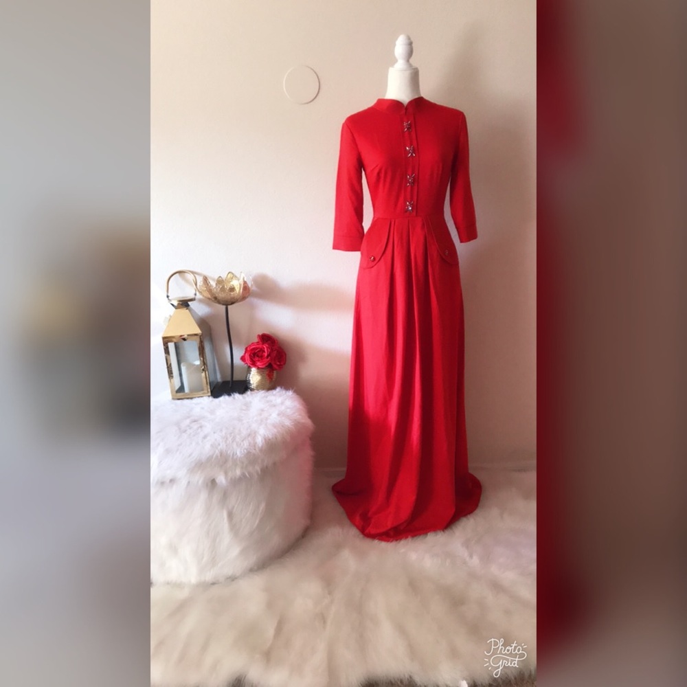 Three Quater Sleeve Maxi Dress