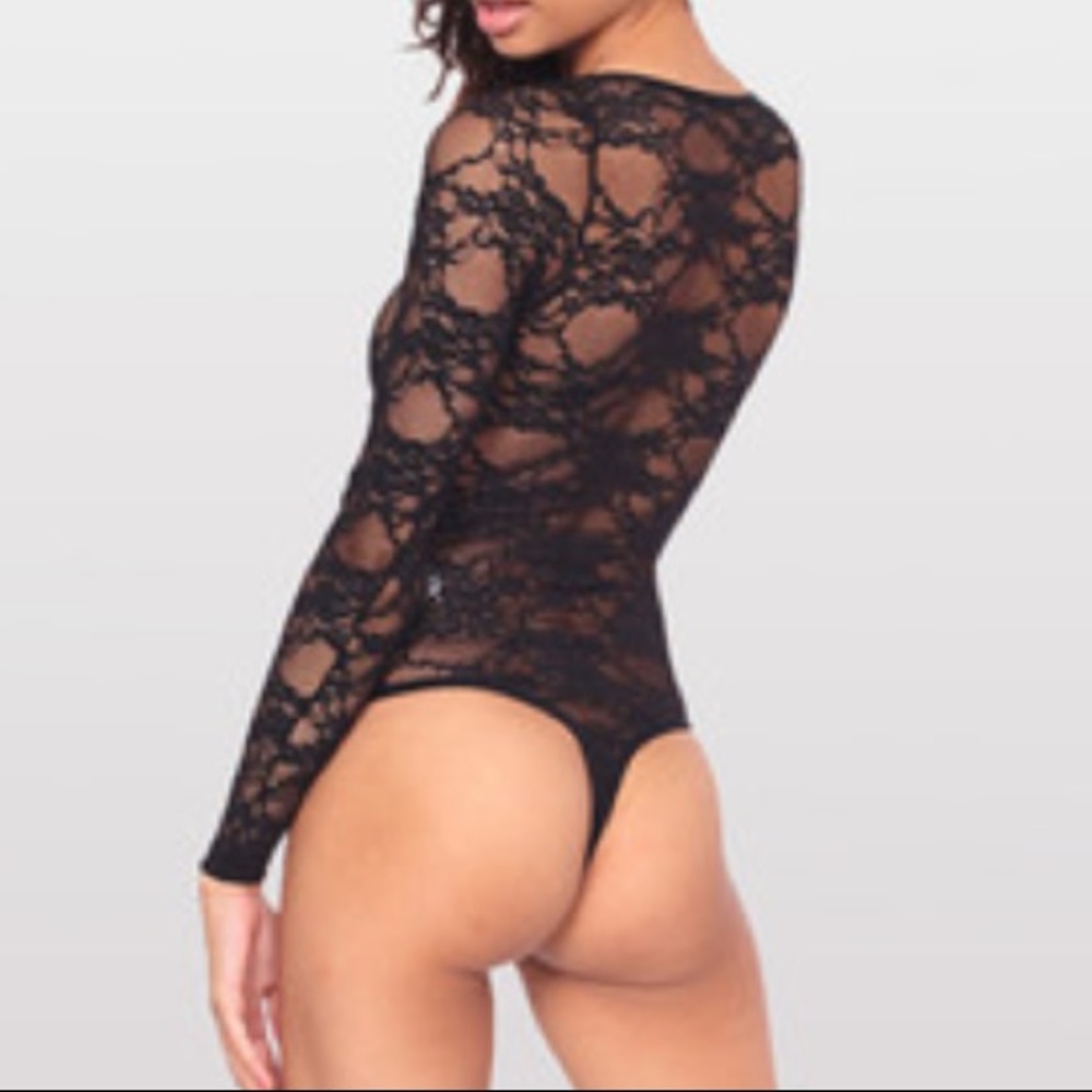 Floral Lace Long Sleeve Thong Bodysuit 2 avail!