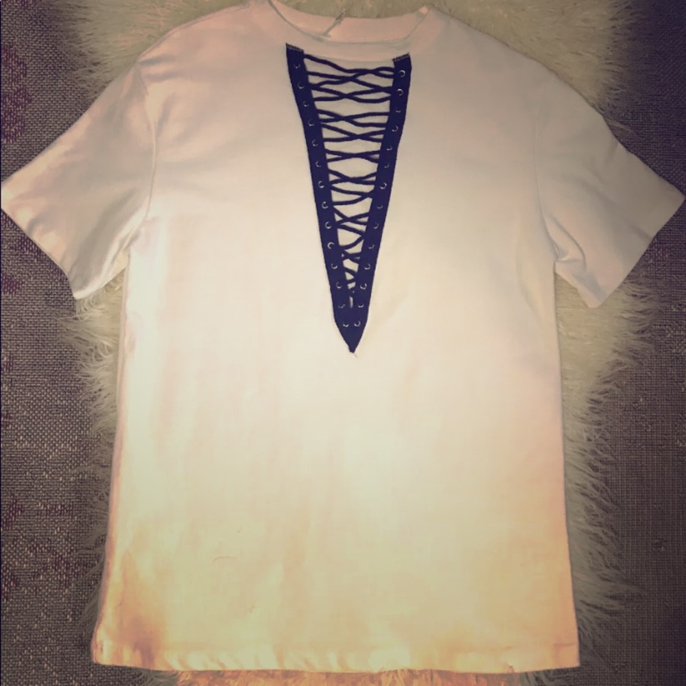 PRICE FIRM Lace Up T- Shirt Dress Size Small