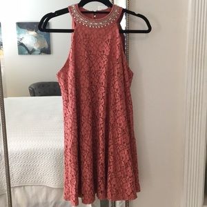 Miami 💕Rust Halter Dress w/Gem Collar Size S