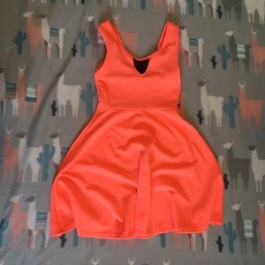Neon Orange Skater Dress