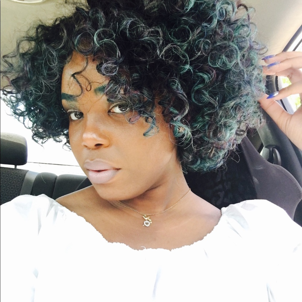 Unique blue, purple wig