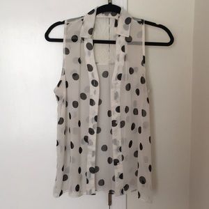 Sheer polka dot button up