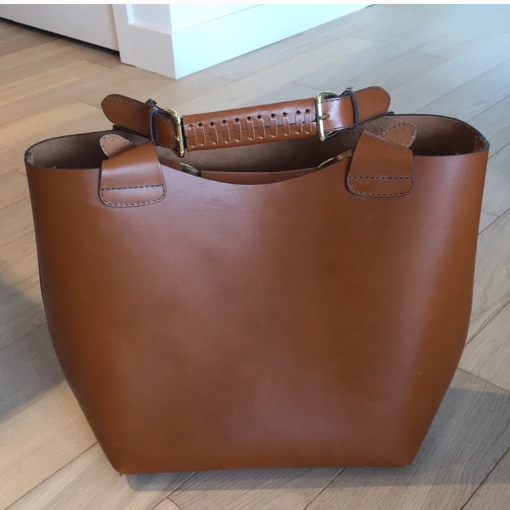 Zara leather shopper tote bag