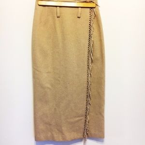 Vintage | Light Brown Wrap Skirt with Fringe