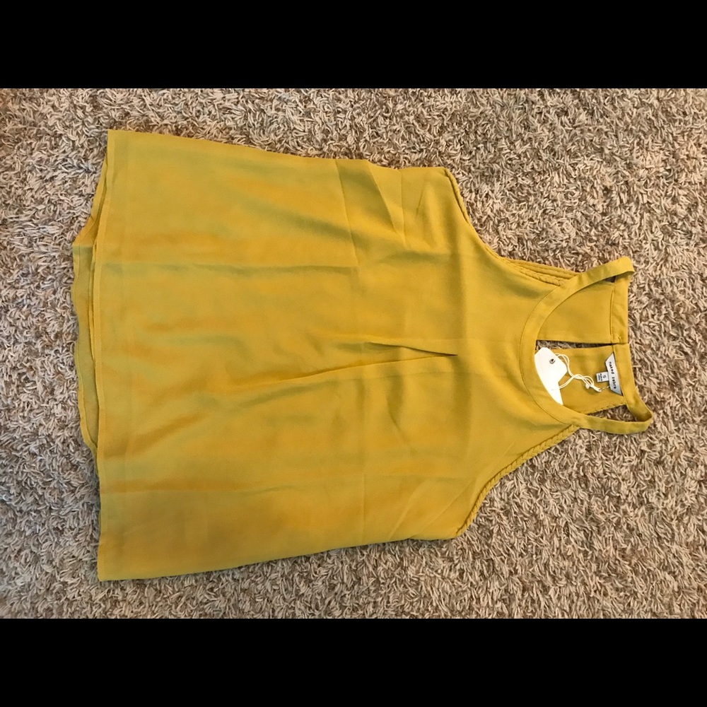 Beaded beauty yellow tank top