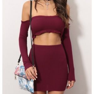 Two piece burgundy set