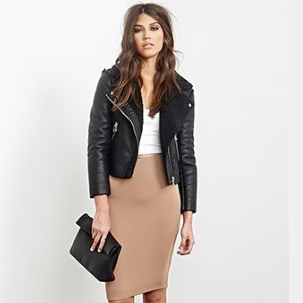 F21 Shearling Motorcycle Coat, size L