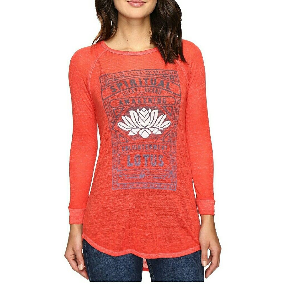 Lucky Brand white lotus flower tee